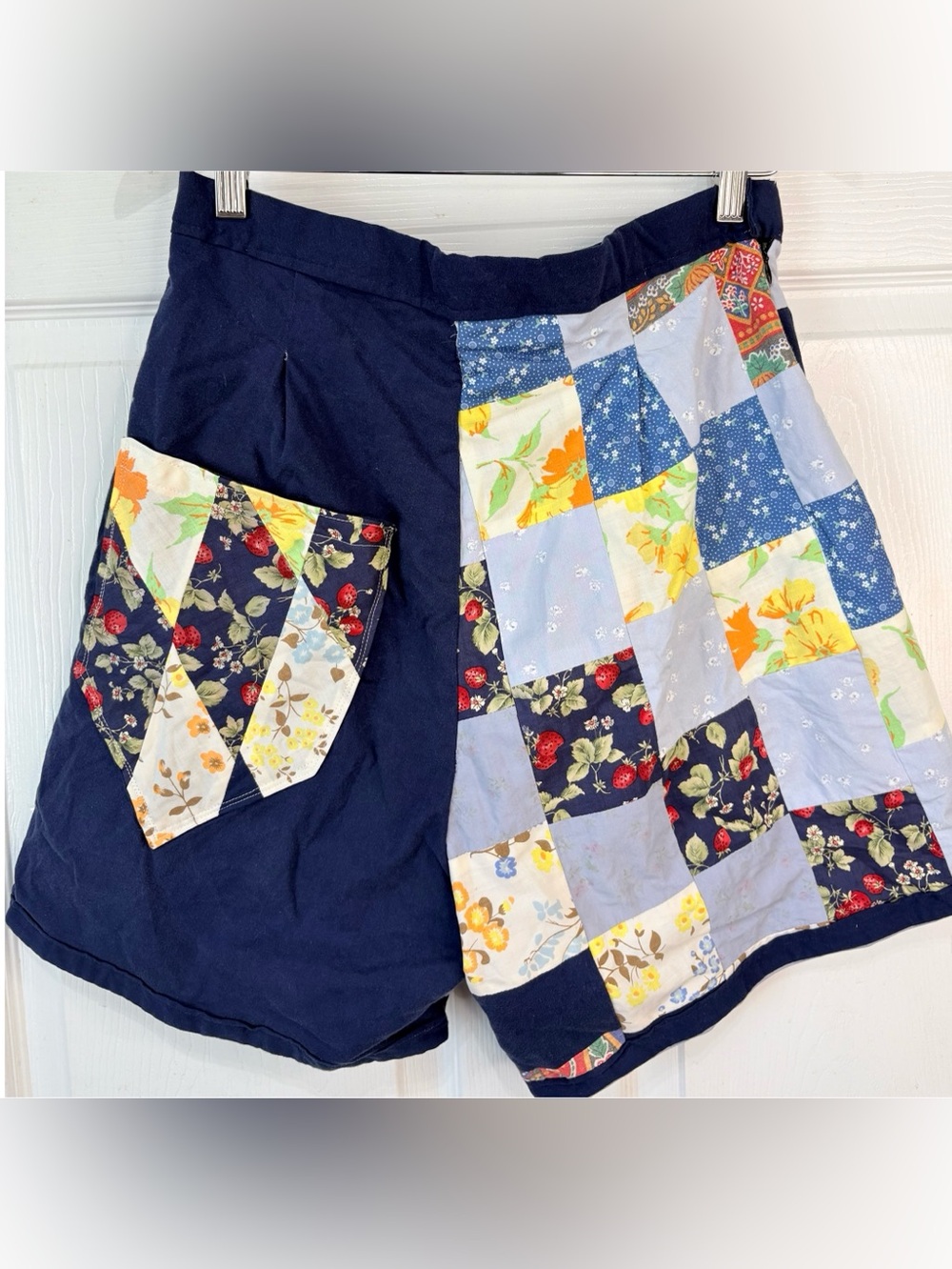 Vintage 70s 80s Handmade High Waist Patchwork Shorts Medium